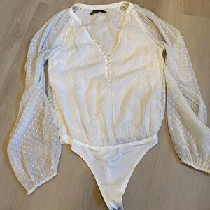 Abercrombie Top Sheer Sleeve Bodysuit